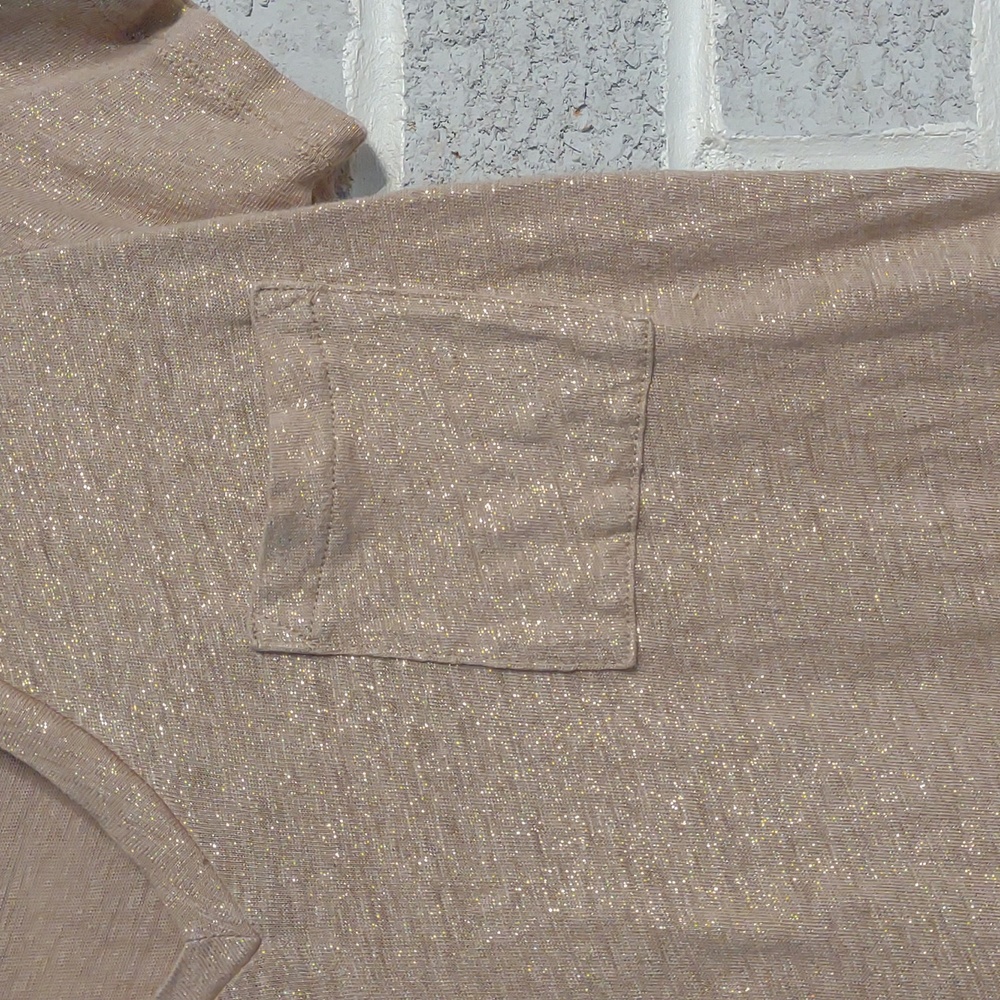 J. Crew 100% Linen Women's Gold Metallic V-Neck Lightweight Tee Shirt Size XS - Picture 4 of 13